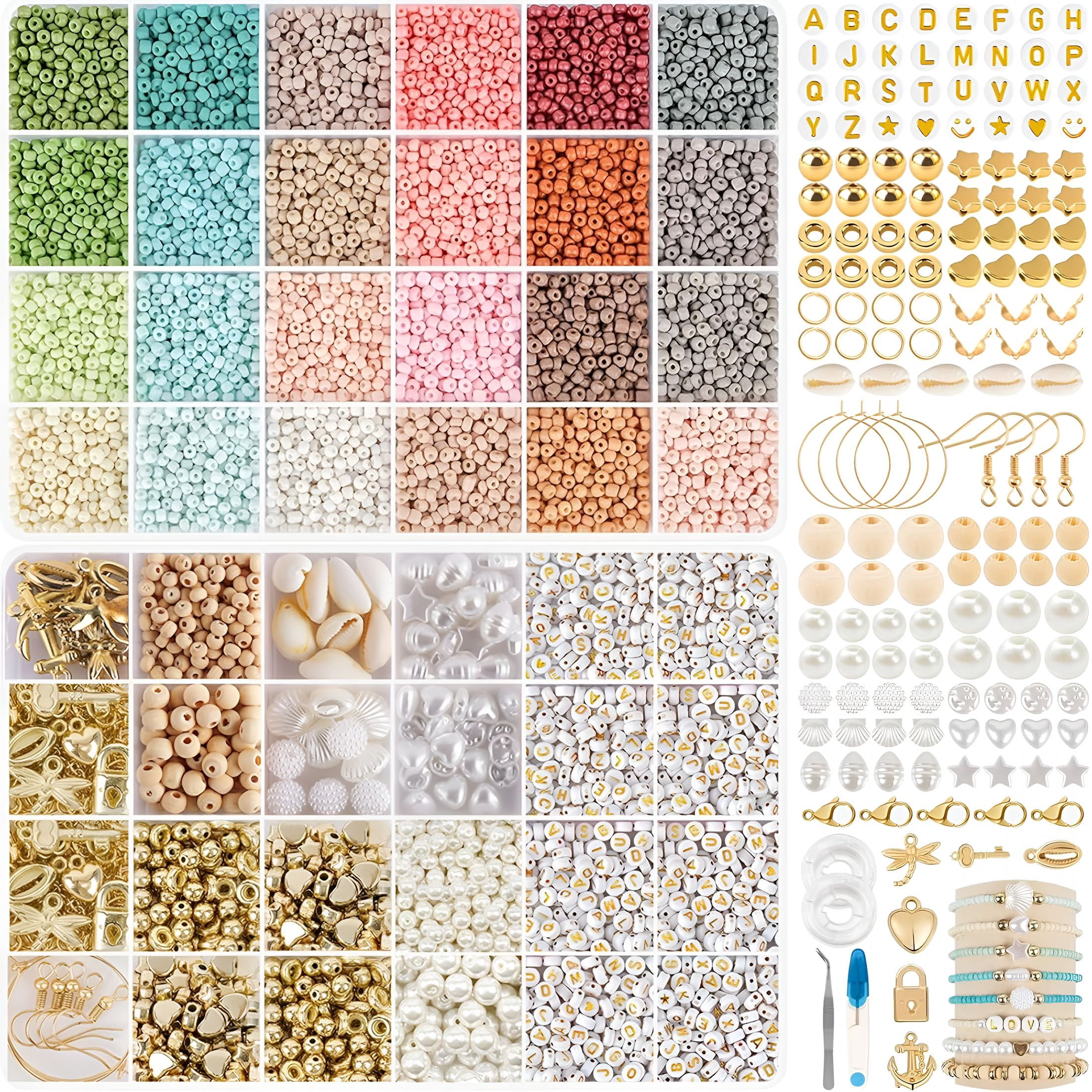 BESTSKY 3mm Seed Beads for Bracelets Making, Friendship Bracelet Making Kit for Girls, 24 Colors Bead Bracelet Kit, Beads for Jewelry Making Kit, DIY, Arts, Crafts Gifts Age 4+ (3MM-C)
