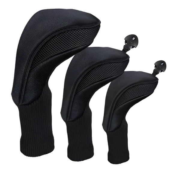 BESTSKY 3pcs Mesh Golf Cover cover with No. Tag for Fairway 400cc Driver Black