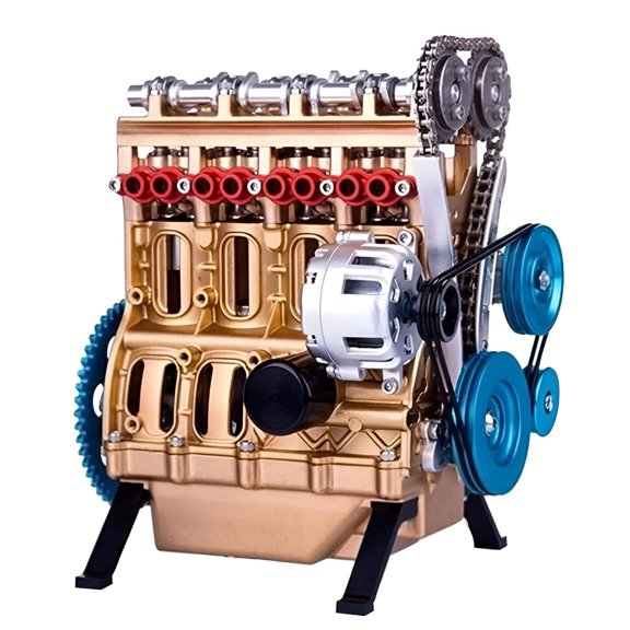 BESTSKY 4-Cylinder Inline Engine Model Building Kit, Mini DIY Desktop Car Engine for Hobbyists & Decor
