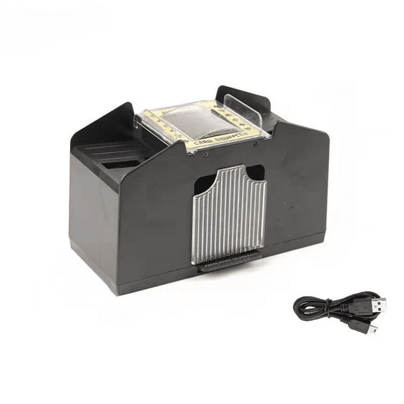 BESTSKY 4 Deck Automatic Card Shuffler, One Button Operation U-Shaped Poker Shuffler, Battery Operated Smooth Shuffling for Home Party Casino Games, Black