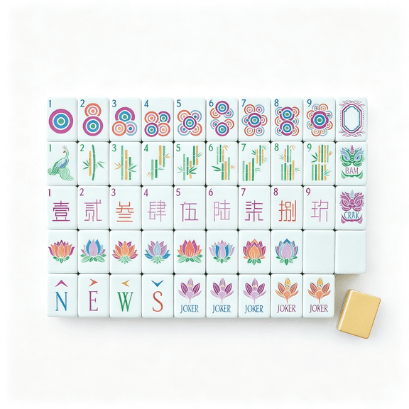 BESTSKY 4 Layer Mahjong Tiles,160Pcs Premium Acrylic American Mahjong Set with Dice Bag,13 Styles Available Clear Engraved Western Game for Adults Home Travel Parties&Social Games(01)