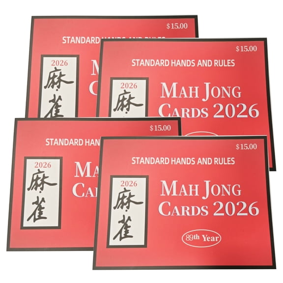 BESTSKY 4 Pack American Mahjong Cards, Large Print Official Mah Jong Hands and Rules, Easy-To-Follow Reference Guide for Beginners and Seniors, Red