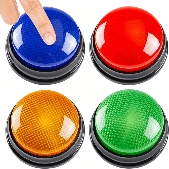 BESTSKY 4-Pack Buzzers for Trivia Games,Family Feud Jeopardy Buzzer,Game Buzzers with Lights and Sound,Answer Buzzers for Classroom,Buzzer for Game Show,Quizzes Party and Trivia Nights