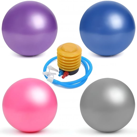 BESTSKY 4 Pack Mini Pilates Balls with Air Pump, 9-10 Inch Anti-Burst Small Exercise Ball for Yoga, Barre, Core Stability, Balance Training and Physical Therapy