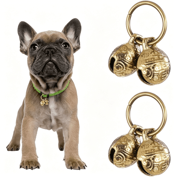 BESTSKY 4 Pcs Brass Dog Bells Extra Loud Bell for Pet Tracking Anti Lost Training Pets Pendant Accessories for Little Dogs&Cats