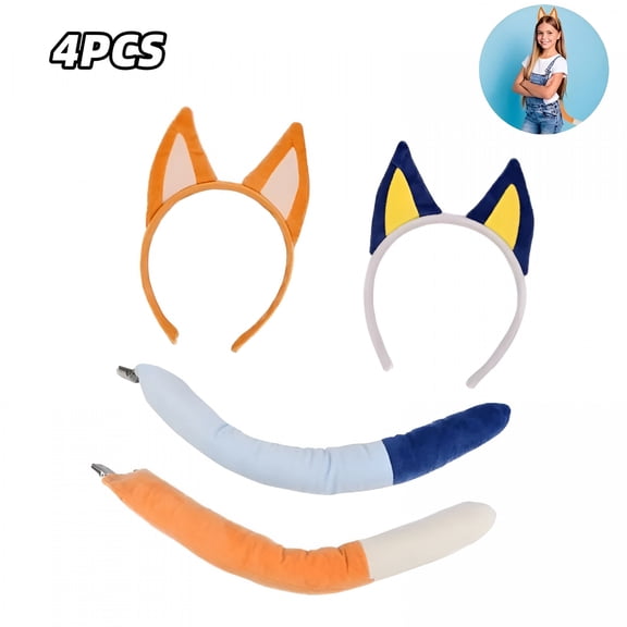 BESTSKY 4 Pcs Dog Ears and Tail Set-Dog Headband Costume Accessory for Halloween Christmas Theme Party Animal Cosplay Costume Accessories Masks