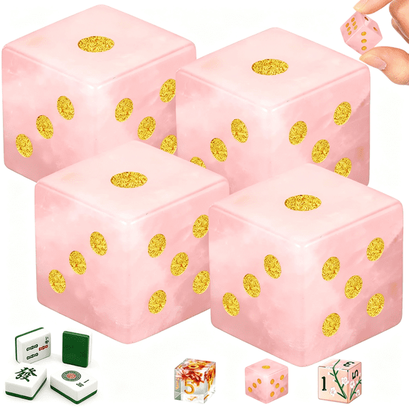 BESTSKY 4 Pcs Mahjong Dice Crystal Dice 16Mm Mahjong Sieve Accessories Square Rounded Edge Casino Theme Party for Casino,Craps,Table Games and Board Games Craps Dice