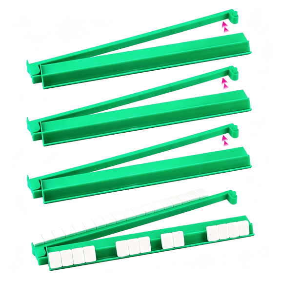 BESTSKY 4 Pcs Mahjong Racks with Pushers,18'' Green Acrylic Mahjong Tile Racks/Trays/Holders Set of 4,Modern American Mahjong Tile Racks with Built-In Pushers