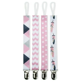 BESTSKY 4 Pcs Pacifier Clip,Anti-Drop Design Pacifier Clips Baby Girl,Secure Attachment Easy Carry Pacifier Holder,Style1