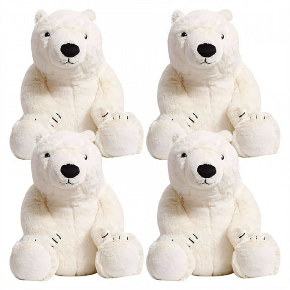 BESTSKY 4 Pcs Polar Bear Stuffed Animal,35cm Lifelike Design Bear Stuffed Animal,Soft Comfort Detailed Stitchwork Polar Bear,4