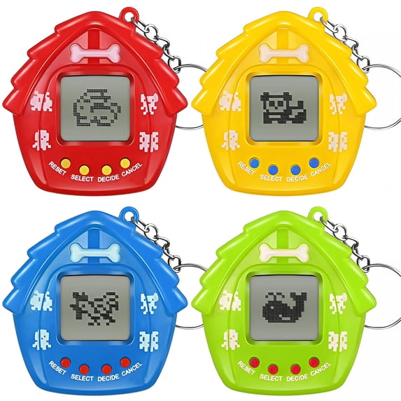 BESTSKY 2026 New 4Pieces Nano Pet Keychain Electronic Pets Nostalgic Virtual Pet Nano Digital Pet Keyring Retro Handheld Game Machine for Boys Girls Adults,2.2X2.2In 168 Pets,Red Blue Yellow Green