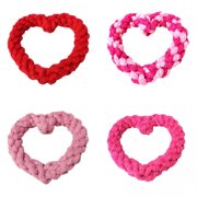 BESTSKY 4 Pieces Valentine Dog Toys Heart Dog Chew Toy Heart Shaped Chewing Rope for ValentineS Day Dog Puppy Chewing Supplies