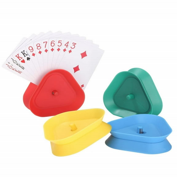 BESTSKY 4*Poker Card Clips, Pack Of 4 Children's Card Game Hands Card Stand Triangular Playing Card Holder Plastic Card Holder for Seniors Adults