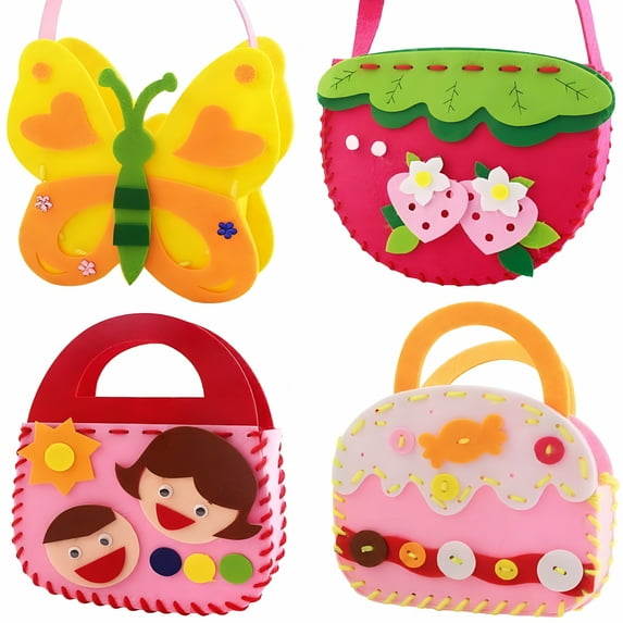 BESTSKY 4 pcs Kids Arts and Crafts,Preschool Educational Toys Sewing Kit for Kids,Toddler Arts and Crafts for Kids Ages 1 2 3 4 5 6 Years Old