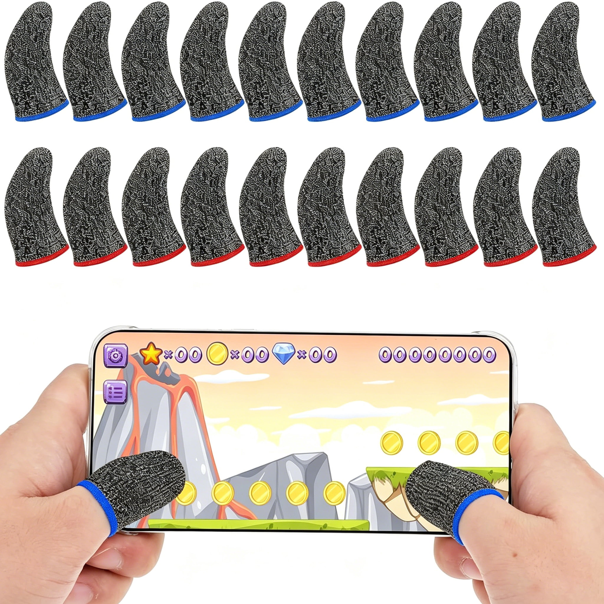 BESTSKY 40 Pcs Gaming Finger Sleeves Anti Sweat Thumb Sleeves Mobile ...