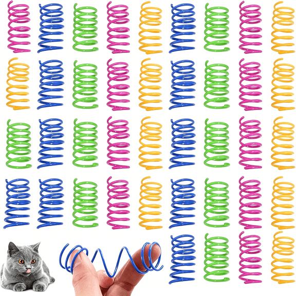 BESTSKY 40 Piece Cat Spring Interactive Toy-Colorful Plastic Coil Playtime Set for Kittens to Kill Time and Keep Fit-Creative Novelty Gift-cat punching bag toy