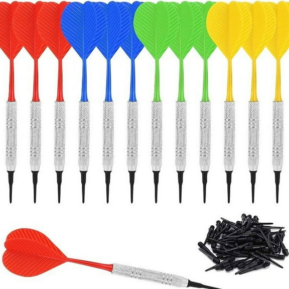 BESTSKY 48Pcs Darts Ergonomic Aluminum Dart Shafts,Safe Soft Darts Plastic Tips for Home or Office,Professional-Grade Dart Flights,Style1,48