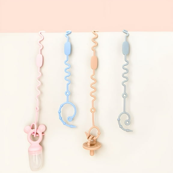 BESTSKY 4PCS Toy Straps for Baby, Silicone Pacifier Clip, Applies to Car Seat Toy, Teether Toy, High Chair, Stroller Accessories, Baby Toy Clips, Cribs, Rocking Chair