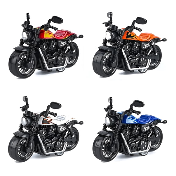 BESTSKY 4Pcs Alloy Motorcycle Toy Set for Boys, Pull Back Racing Bike Models, Indoor Outdoor Tabletop Play, Birthday Gift for Kids Ages 3+