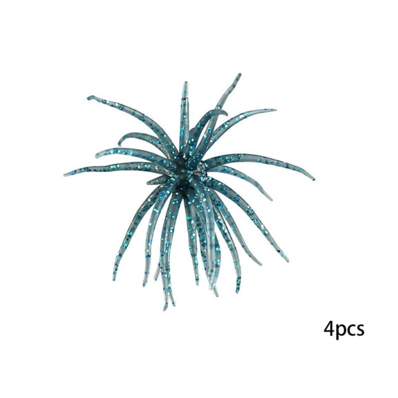 BESTSKY 4Pcs Dice Bait,Floating Tpr Swimbait with Reflective Stars,Tentacle Creature Lure,Sea Urchin Style Soft Plastic Baits,For Bass Fishing Drop Shot,Finesse,Slow Sinking