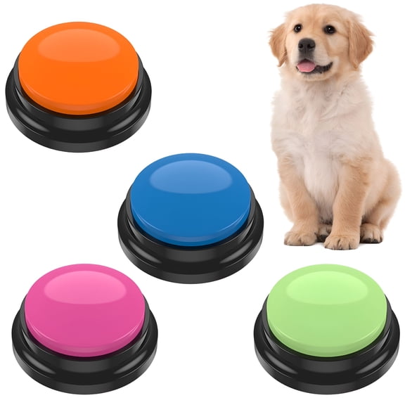 BESTSKY 4Pcs Dog Talking Button Recordable Dog Communication Button Colorful Pet Training Buttons Battery Powered Pet Training Buzzer Clear Recording Dog Button Easy to Use for Dogs Pets Speech Home