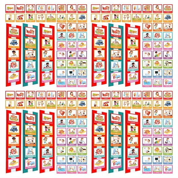 BESTSKY 4Pcs Flash Cards,Daily Routine Planning Toddler Flash Cards,Non-Verbal Communication Flashcards for Toddlers 1-3