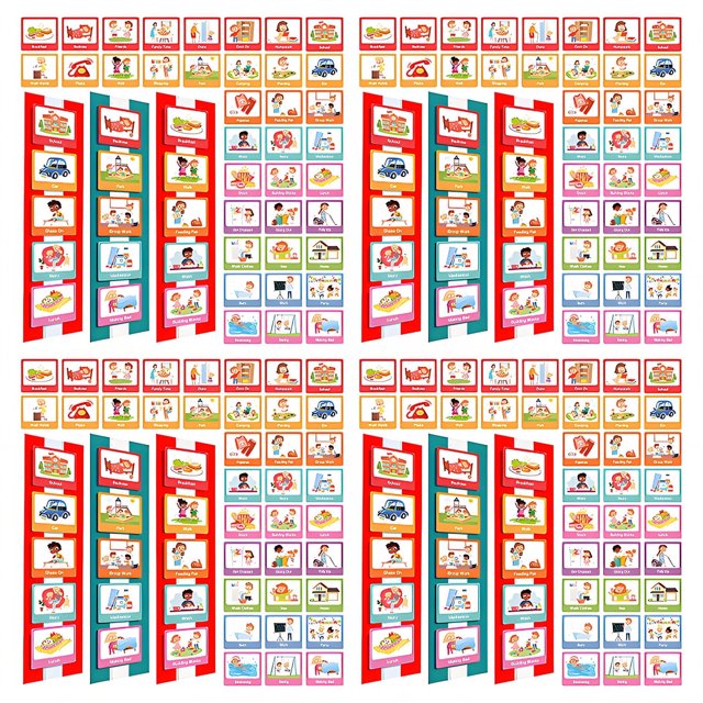 BESTSKY 4Pcs Flash Cards,Daily Routine Planning Toddler Flash Cards,Non ...