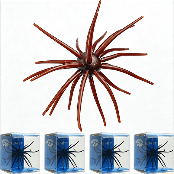 BESTSKY 4Pcs Floating Sea Urchin Soft Lure | Tentacle Creature Lure,4.33"&3.54" Tpr Finesse Baits,5 Colors,Ideal for Bass Fishing with Drop Shot,Wacky Rig,Neko Rig