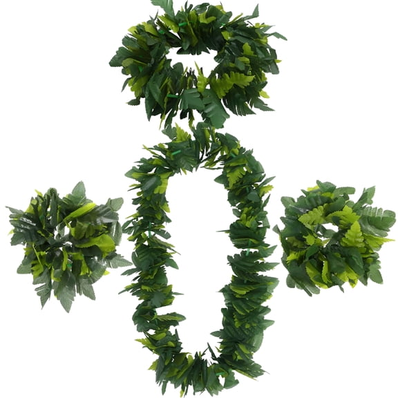 BESTSKY 4Pcs Hawaiian Lei Set Luau Wreath Garland Hawaii Headpiece Necklace Bracelet for Tropical Themed Party