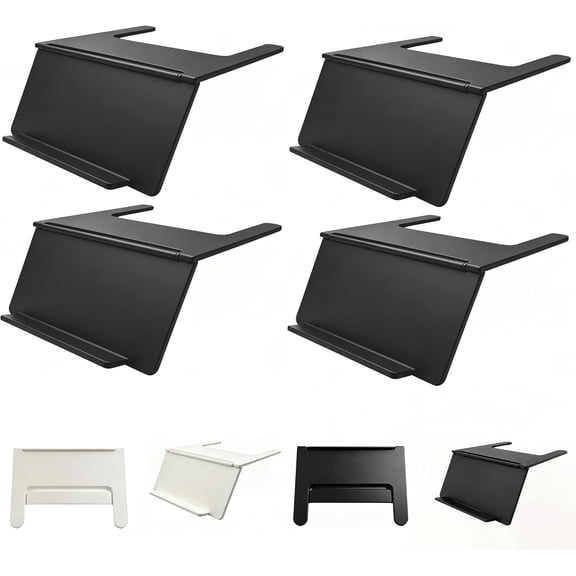 BESTSKY 4Pcs Mahjong Card Holder for Table,Angled Viewing Rack,Foldable under Mat Slide in Card Stand,Space Saving Mahjong Table Accessory,Lightweight Card Holder for American Mahjong (Black)