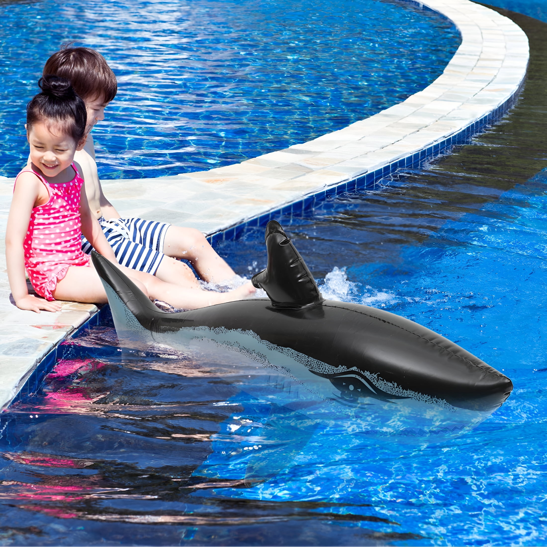 BESTSKY 4Pcs PVC Inflatable Shark Decoration for Pool and Outdoor ...