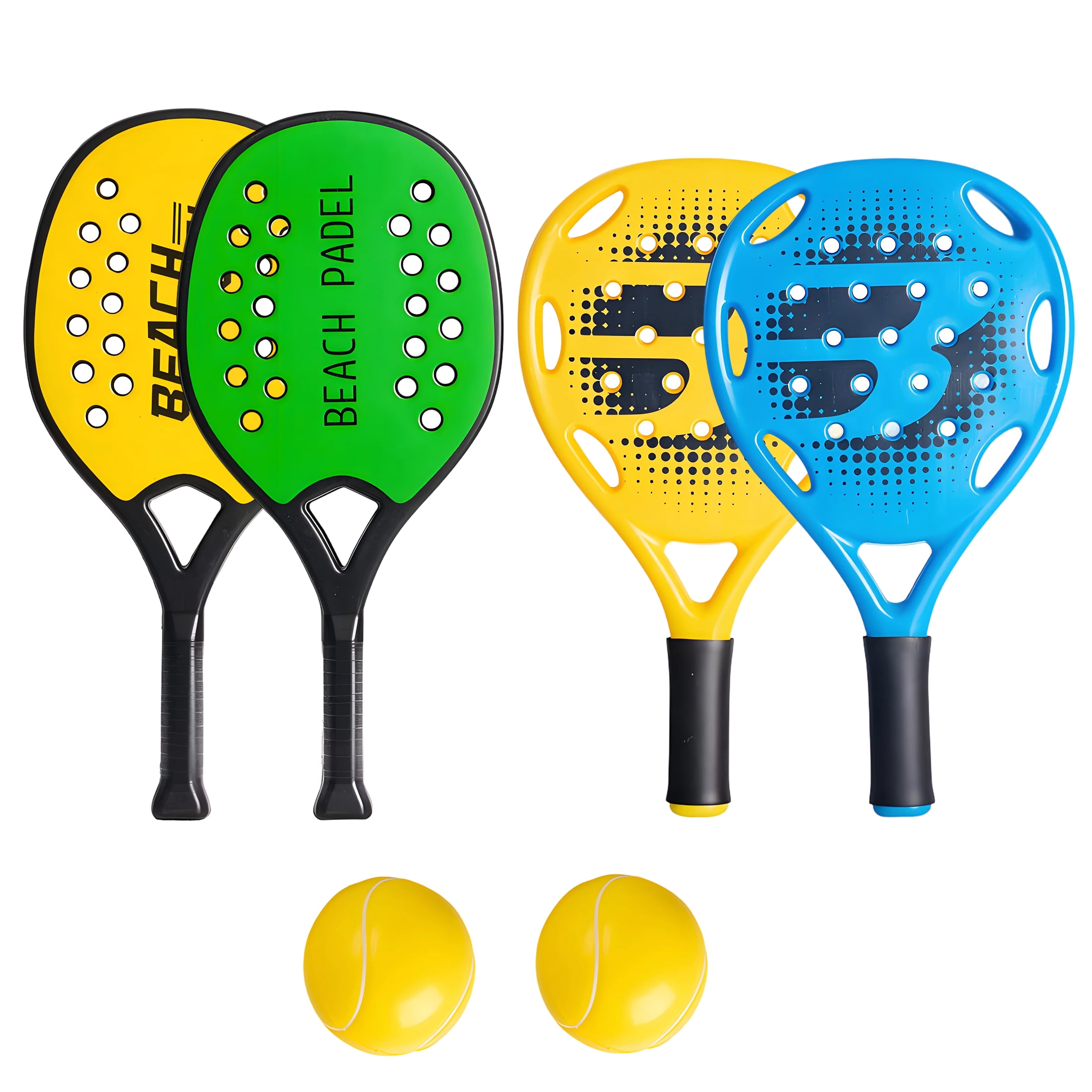 BESTSKY 4Pcs Padel Tennis Rackets,High-Elastic Padel Racket with Anti-Slip & Shock-Absorbing Handle and 2 Balls