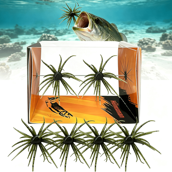 BESTSKY 4Pcs Sea Urchin Soft Lure,Super Durable Tentacle Creature Lure,Japanese Style Soft Plastic Baits Senko Worms for Bass Fishing for Drop Shot,Wacky Rig/Neko Rig and Finesse,Slow Sinking