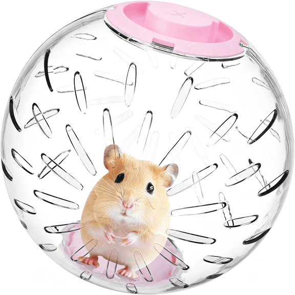 BESTSKY 5.9" Clear Hamster Exercise Ball,Large Transparent Running Toy for Dwarf Hamsters&Mouse,Breathable Plastic Activity Ball for Small Pets (Pink Lid)