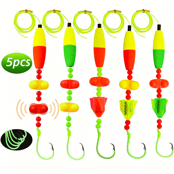 BESTSKY 5 PCS Catfish Rig Fishing Set-Float Rigs with Circle Hooks for Freshwater Casting for Bass Trout Pike Fishing Tackle Beginner Friendly Complete Starter Kit