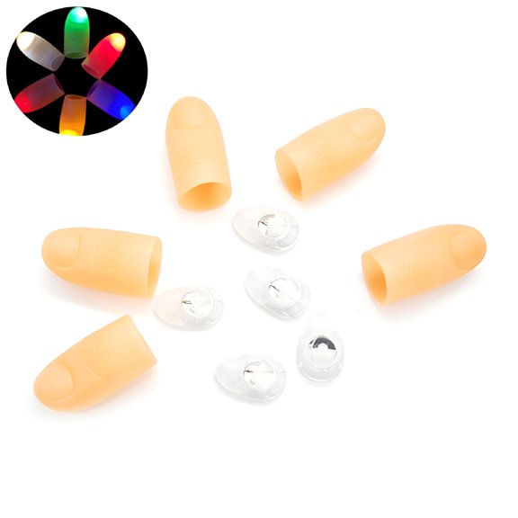 BESTSKY 5 Pairs Light Up Fingers Simulation Trick Flash Light Toy Halloween Party Props (Red+Blue+Green+Yellow+7 Colors)