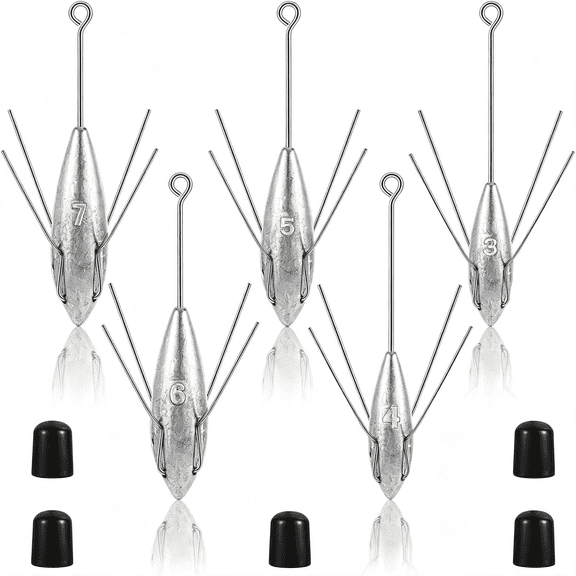 BESTSKY 5 Pcs Sputnik Sinker Surf Fishing Weights Fishing Equipment Long Tail Surfing Surf Casting Sinkers Spider Weights for Catfish Near Sea Ocean Ship Breakwater Large River Beach Man Gift