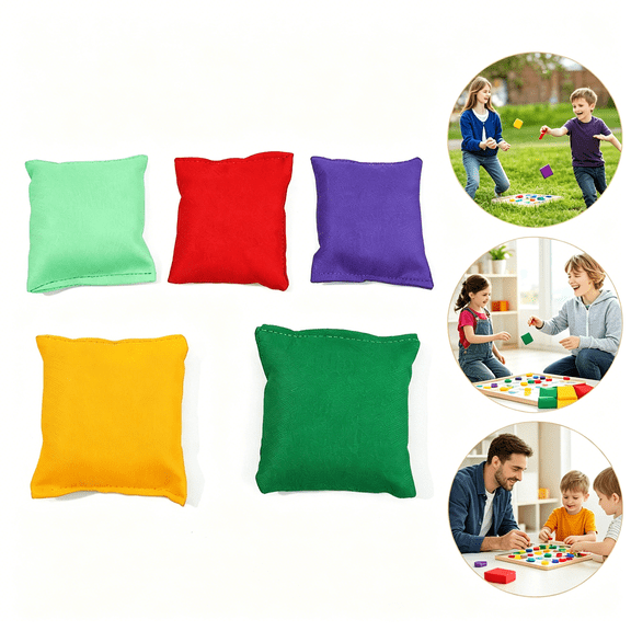 BESTSKY 5 Pieces Small Bean Bags Bulk Mini Colorful Nylon Bean Bags for Throwing Sack Tossing Beanbags Fun Sports