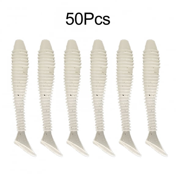 BESTSKY 50 Pack Soft Plastic Fishing Lures, Paddle Tail Grub Worm Bait, T-Tail Soft Baits for Bass Bream Trout, Freshwater Saltwater Pond Lake River Trolling Casting Spinning