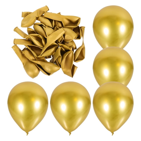 BESTSKY 50 Pcs Metal Balloon Golden Balloons Birthday Balloons Wedding Simple Emulsion