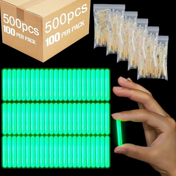 BESTSKY 500 Pcs Mini Fishing Glow Sticks, 1.5 Inch Green Rod Tip Bobber Lights for Night Fishing, Small Glow in Dark Party Favors and Easter Basket Stuffers