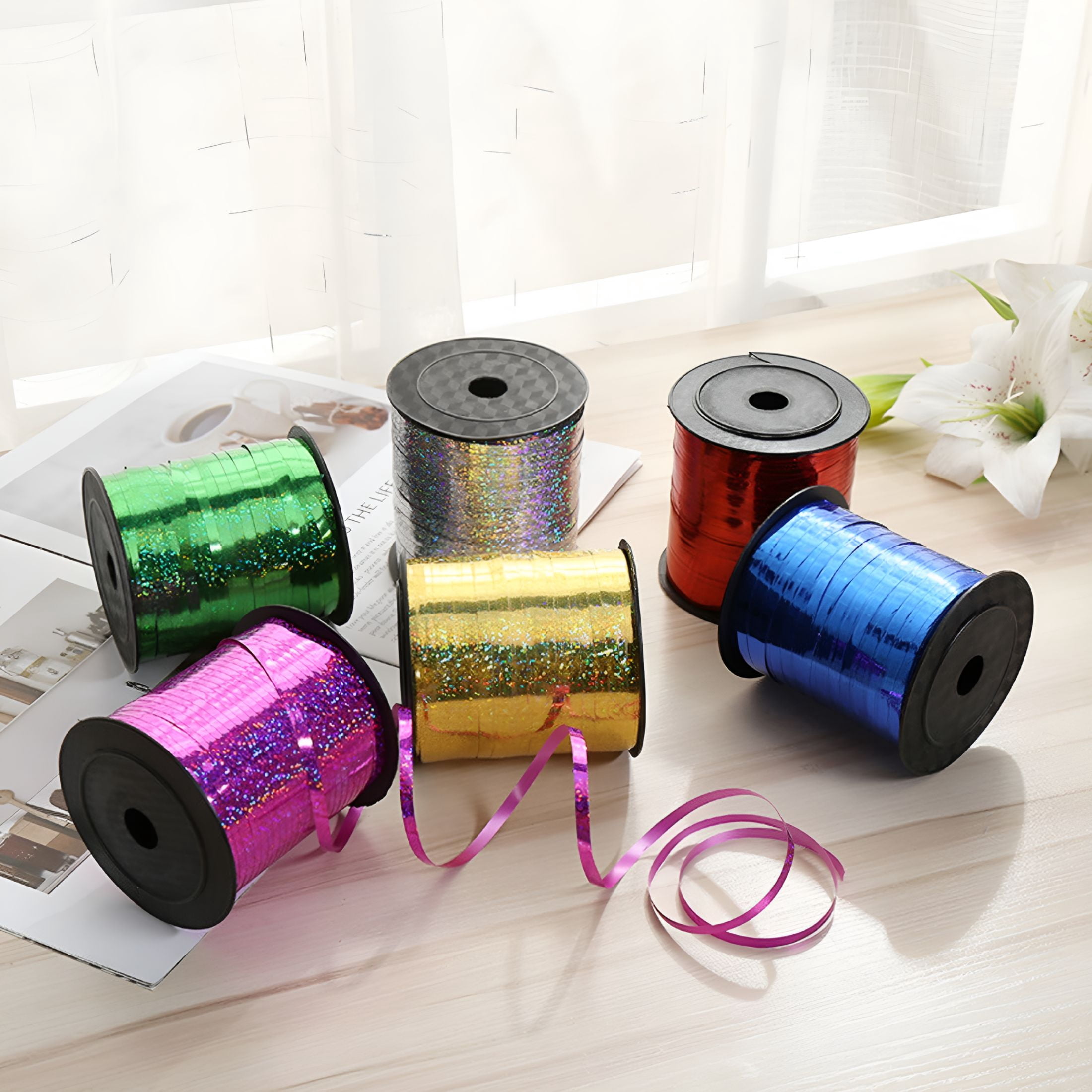 Textured Ribbon String BESTSKY 500 Yards Curling Ribbon Glitter Shiny Balloon Ribbon String ...