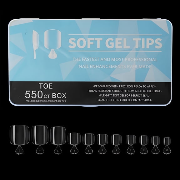 BESTSKY 550 Pcs Clear Press On Toenails, Thin False Nail Tips for Women, Breathable Plastic Full Cover Pedicure Accessories for DIY Nail Art, Salon, Wedding