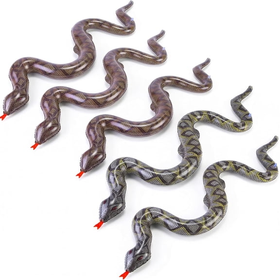 BESTSKY 5PCS Inflatable Fake Snakes,39 inch Blow Up Pool Snake Floats Animals for Reptile Jungle Party Decorations Prank