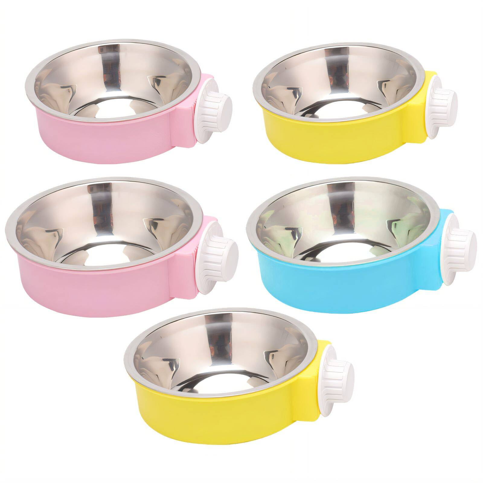 BESTSKY 5Pcs Cat Food Bowl,Anti-Spill Function Cat Bowls,Premium Stainless Steel Material Elevated Dog Bowls