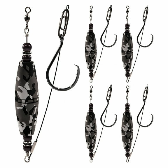 BESTSKY 5Pcs Catfish Float Rig Kit with Sharp Hook Crane Swivel Coated Line Sea River Lake Freshwater Saltwater Fishing Float Rig Outdoor Fishing Accessories