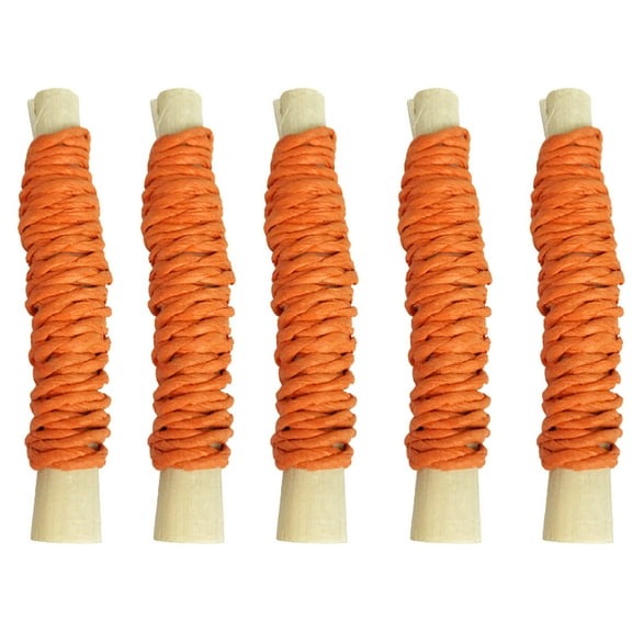 BESTSKY 5Pcs Rabbit Chew Toys,Bamboo Rolls Rabbit Toys,Eco-Friendly Bamboo Chew Rolls Guinea Pig Toys,Orange