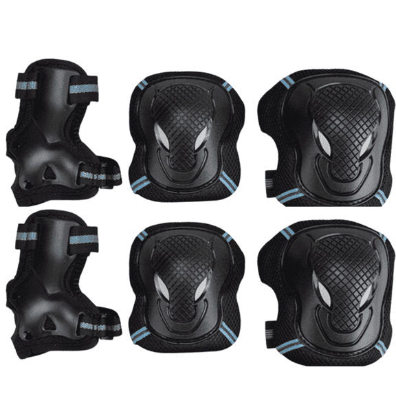 BESTSKY 6 in 1 Kids Knee Pads and Elbow Pads Set,Breathable Sandwich Mesh Fabric Pads Set,Elasticated Straps Knee Pads,Elbow Pads and Wrist Guards,Blue