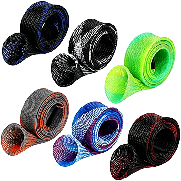 BESTSKY 6/12 Pack Fishing Rod Sleevefishing Rod Cover Braided Mesh Rod Sleeves Socksfishing Pole Sleeve for Spinning/Casting/Sea/Fly Fishing Rod Fishing Rod Sleeve