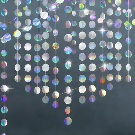 BESTSKY 6 Pack 13Ft Iridescent Circle Garlands Hanging Streamers Banner for Wall Wedding Birthday Graduation Party Decor